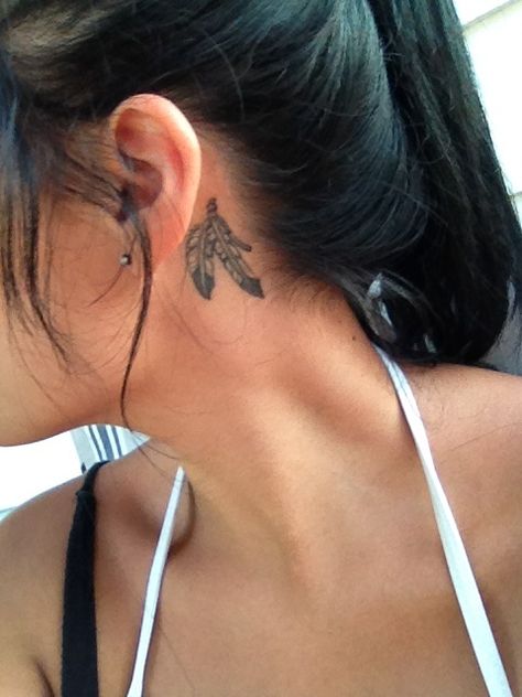 Native Feather Tattoos, Feather Tattoo Behind Ear, Feather Tattoo Ear, Native American Feather Tattoo, Wings Tattoos, Skull Butterfly Tattoo, Feather Tattoo Meaning, Indian Feather Tattoos, Behind Ear Tattoos