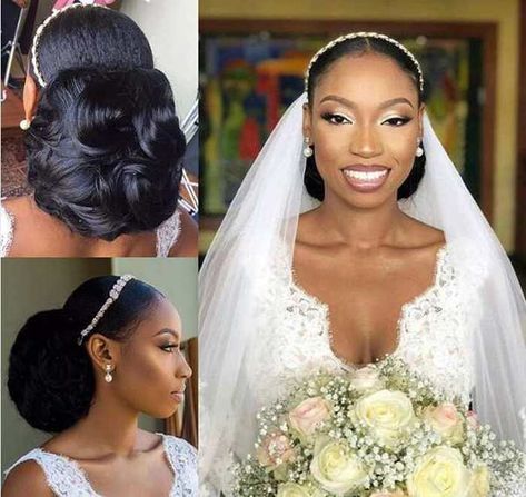 5 Beautiful Bridal Natural Hairstyles: Ideas for Nigerian White Wedding Hair - NaijaGlamWedding Natural Updo Hairstyles Wedding, Nigerian White Wedding, Bridal Natural Hairstyles, Coily Natural Hair, Natural Hair Wedding, Hairstyles For Gowns, Rock Your Hair, Long Bridal Hair, Natural Wedding Hairstyles