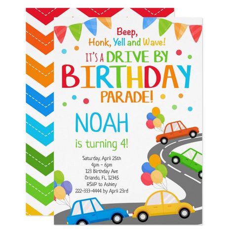 Drive By Invite Boy Birthday Parade Invitation #birthdayinvitations #birthday #1stbirthdayinvitations #quinceanerainvitations #birthdayinvitationstemplate #birthdayinvitationcard #disneybirthdayinvitations #zazzle #zazzleinvitation Transportation Birthday, 12 Birthday, Cars Birthday Invitations, Quinceanera Invitations, Pink Invitations, 1st Birthday Invitations, Cars Birthday, Printed Invitations, 1st Boy Birthday