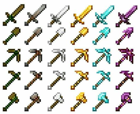 Minecraft Tools Pixel Art, Minecraft Texture Pack Ideas, Minecraft Tools, Minecraft Textures, Minecraft Texture Pack, Minecraft Printables, Minecraft Images, Minecraft Drawings, Minecraft Mod