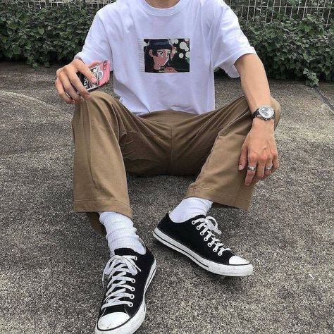 Sneakers & Streetwear | Choose a Fit! 👀 1, 2 or 3? 💭 Follow us, @stonedfits, for more! 👻 ⇁ Credits: / | Instagram Alt Guy Outfits, Chuck Taylors Outfit Men, All Star Converse Outfit, Indie Fashion Men, Aesthetic Guy Outfits, Fashion Inspo Casual, Mens Fashion Suits Casual, Trendy Boy Outfits, Outfits Hombre