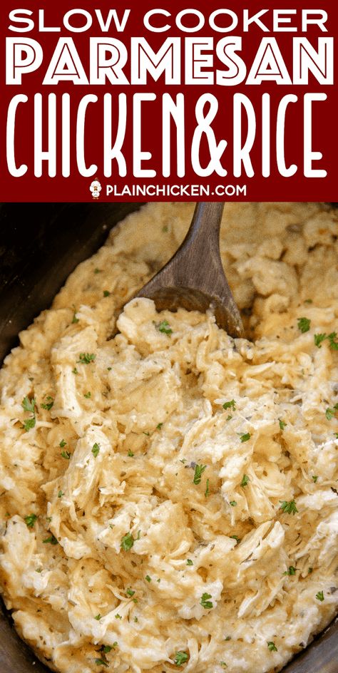 Parmesan Chicken Rice, Mixed Veggies, Easy Crockpot Dinners, Garlic Soup, Crockpot Dinners, Parmesan Chicken, Crockpot Dishes, Crockpot Cooking, Slow Cooker Meals