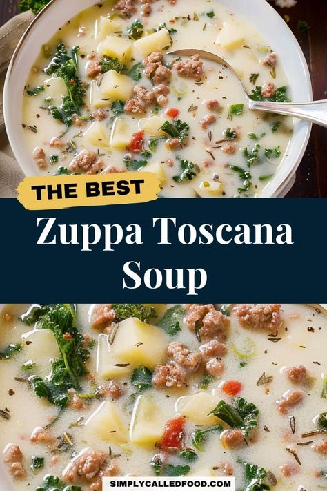 Zuppa Toscana Soup Recipe Authentic Zuppa Toscana Soup, Best Zuppa Toscana Soup Recipe, Zuppa Tuscano Soup Recipe, Zuppa Toscana Soup Instant Pot, Best Zuppa Toscana Soup, Sopa Toscana, Best Homemade Soup, Soup In A Crock Pot, Kale And Potatoes