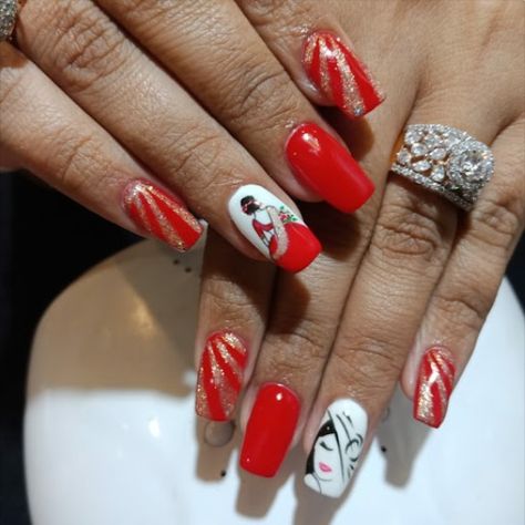 Indian Bridal nail Art Marriage Nail Art, Nail Art Designs Marriage, Karva Chauth Nail Art Designs, Indian Nail Art Designs, Indian Bride Nail Art, Nail Art For Brides Indian, Karwachauth Nail Art Designs, Engagement Nails Ideas Indian, Indian Bridal Nails Designs Brides