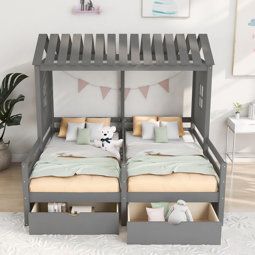 Twin Size Beds, Twin Canopy Bed, Twin House Bed, Trundle Bed With Storage, Side Bed, Bed Storage Drawers, Shared Room, Platform Beds, House Beds