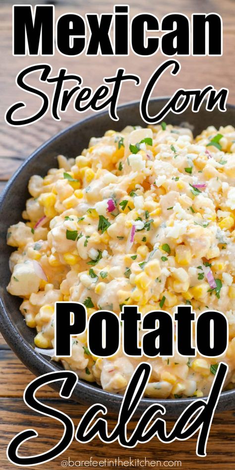 Mexican Street Corn Potato Salad - summer side dish recipe Corn Potato Salad, General Tao Chicken, Salad Cobb, Deli Salads, Mexican Potatoes, Summer Side Dishes Recipes, Everyday Dinners, Roasted Potato Salads, Warm Potato Salads