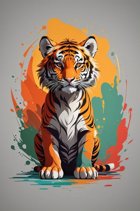 photo ai Logo Tiger, Watercolor Tattoo Ideas, Tiger Images, Bear Artwork, Cartoon Character Tattoos, Modern Graphic Art, Animal Illustration Art, Watercolor Tattoos, Banana Art