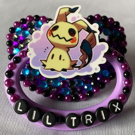 NOT FOR SALE! Custom mimikyu adult deco pacifier. Message me on instagram to order your custom @duckyslittleshop, USA/International Small Service Dog, Deco Pacifier, Deco Paci, Custom Pacifier, Bling Pacifier, Adult Pacifier, Pet Regression, Lil Space, Puppy Time