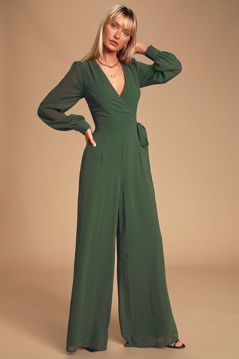 Forest Green Jumpsuit, Green Jumpsuit Outfit, Jumpsuit Lulus, Blocksburg Outfit Codes￼, Big Size Fashion, Fashion Work Outfit, Flowy Jumpsuit, Classy Jumpsuit, Jumpsuit Dressy