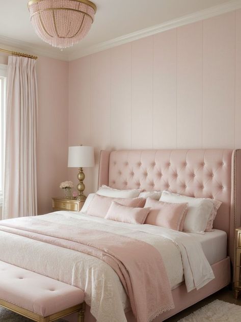 Pink And Brown Bedroom, Pink Bedroom Accessories, Light Pink Rooms, Light Pink Bedrooms, Blush Pink Bedroom, Pink Bedroom Walls, Room Redesign, Brown Bedroom, Pink Bedrooms