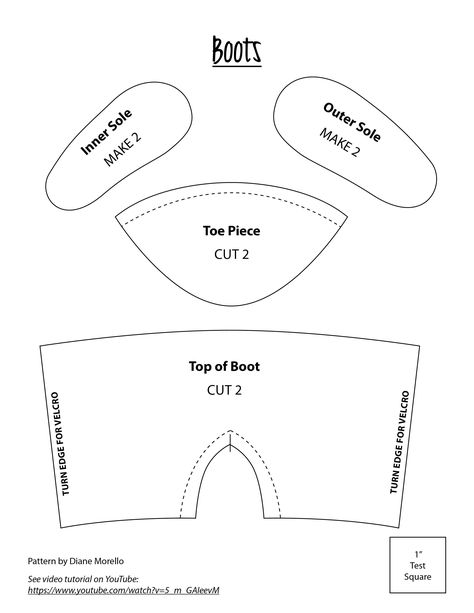 The tutorial is on youtube under Dianne Morrello. She gives you complete step by step instructions. You can print this pattern out. Sewing Pattern Free, Shoe Patterns, American Girl Doll Shoes, Doll Shoe Patterns, Куклы American Girl, Baby Shoes Pattern, Doll Clothes Patterns Free, American Girl Doll Patterns, American Girl Doll Clothes Patterns