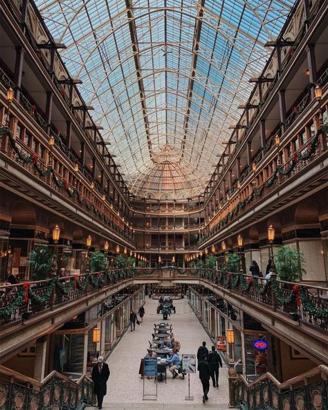 The Arcade opened in May of 1890 as the first indoor shopping center in America, quickly becoming one of downtown Cleveland’s most popular destinations. Sandusky Ohio, Galleria Vittorio Emanuele Ii, Downtown Cleveland, Strip Mall, Public Square, Gold Mine, Cleveland Museum Of Art, Shopping Center, Shopping Mall