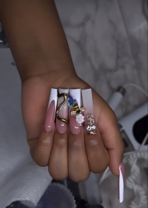 Tapered Square Nails, Acrylic Nail Set, Pink Ombre Nails, French Tip Acrylic Nails, Short Square Acrylic Nails, Dope Nail Designs, Exotic Nails, Long Acrylic Nails Coffin, Acrylic Nails Coffin Pink