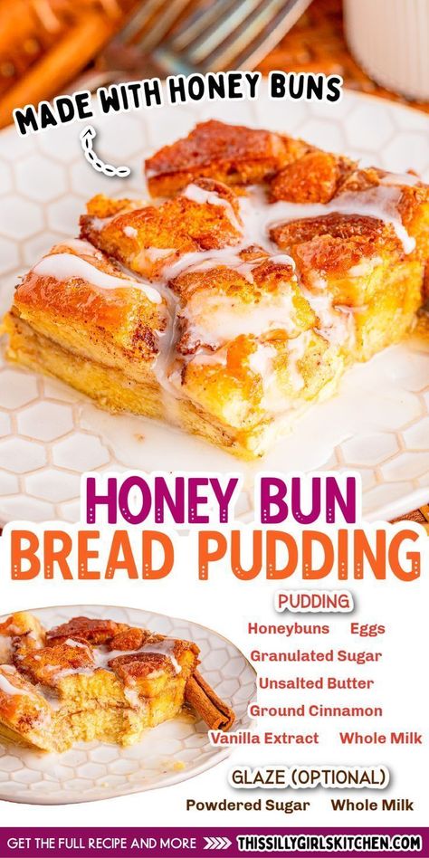 honey bun bread pudding Bread Pudding Recipe Easy, Recipe Using Honey, Bun Bread, Honey Bun Cake, Old Fashioned Bread Pudding, Snack Cakes, Easy Brunch Recipes, Honey Bun, Brunch Recipe