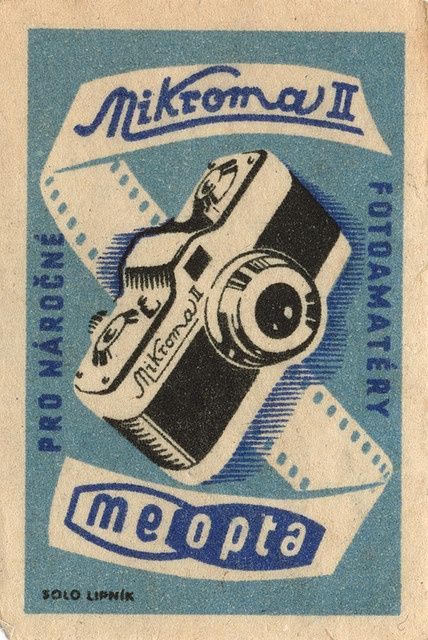 czechoslovakian matchbox label Vintage Brand Posters, Camera Poster Design, Camera Typography, Matchbox Poster, Camera Advertisement, Camera Poster, Fotocamere Vintage, Camera Illustration, Vintage Brands