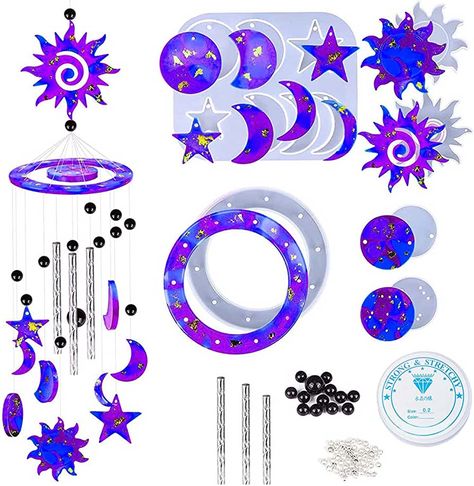 Solar Wind Chime Silicone Moulds Dream Catcher Resin Mold Kit, Making a Wind Chime Set, for Christmas Gift Party Decoration Homemade Crafts : Amazon.co.uk: Home & Kitchen Homemade Diy Crafts, Solar Wind Chimes, Footie Pajamas, Homemade Christmas Decorations, Outdoor Gifts, Silicone Moulds, Mold Kit, Homemade Diy, Solar Wind