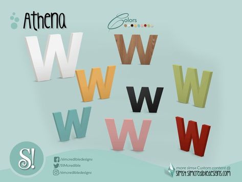 The Sims Resource - Athena W letter - English Sims 4 Wall Letters, Sims 4 Letters Cc, Cc Letter, W Letter, Alphabet Signs, Sims 4 Clutter, Wall Letters, Sims 4 Build, Letter R