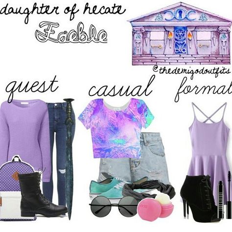 Daughter of Hecate outfits Hecate Outfits, Lyra Outfits, Hecate Cabin, Daughter Of Hecate, Demigod Outfits, Percy Jackson Outfits, Camp Jupiter, Fandom Fashion, Fandom Outfits