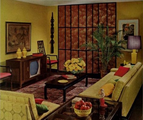 MCM Livingroom 1970 Interior Design, 50s Living Room, 90s Living Room, 1970s Living Room, Giki Tiki, 70s Living Room, Retro Rooms, 60s Home, 70s House