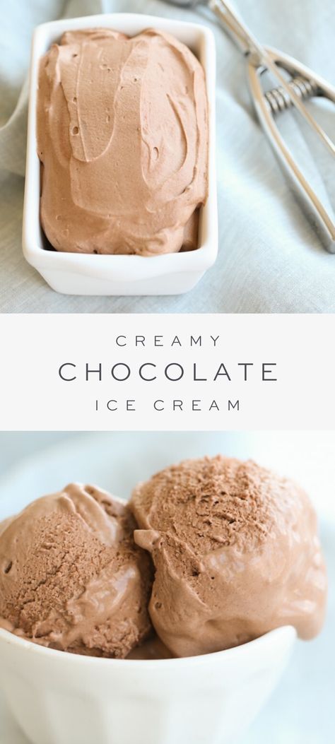 Creamy Chocolate Ice Cream Recipe, No Churn Chocolate Ice Cream, Homemade Chocolate Ice Cream, Weight Watcher Desserts, Chocolate Ice Cream Recipe, Ice Cream Maker Recipes, Kitchenaid Mixer, Easy Ice Cream, Homemade Ice Cream Recipes