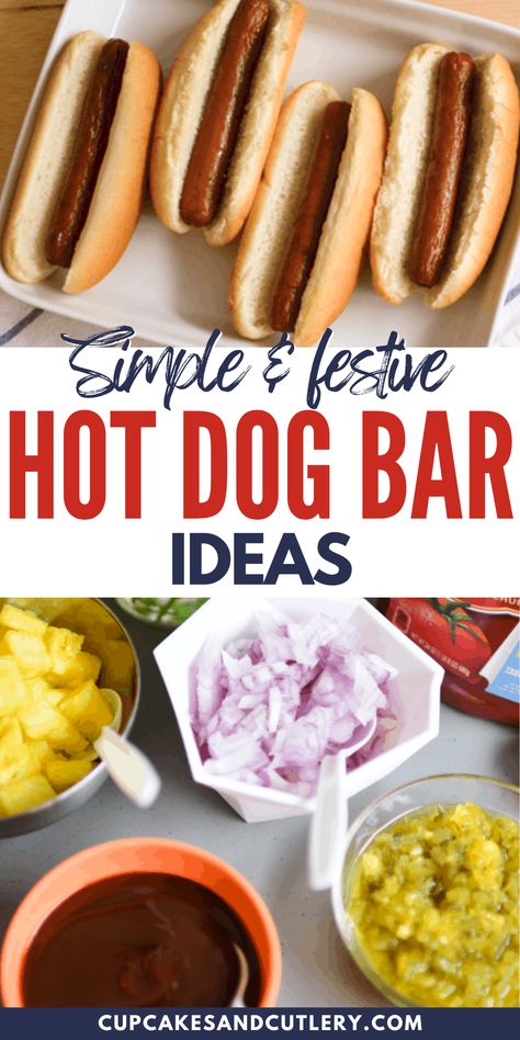 Chilli Dog Bar Party Ideas, Hot Dogs Toppings Ideas, 4th Of July Hotdogs, Hamburger Toppings Bar Party Ideas, Hot Dog 4th Of July, Festival Party Food Ideas, Coney Bar Ideas, Chili Dog Buffet Bar Ideas, Hotdogs Toppings Ideas