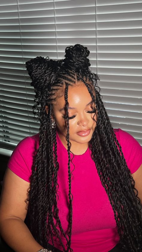 Fulani Braids Into Twists, Flipped Over Fulani Braids, Fulani Flip Over Braids Hairstyles, Flip Over Fulani, Viral Fulani Braids, Vacation Hairstyles, Fulani Braids, Twist Braid Hairstyles, Blow Dryer