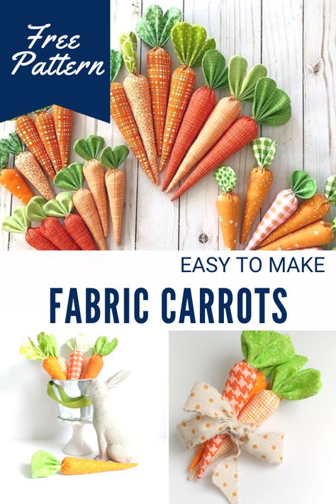 Fabric Carrots, Decorating Easter Baskets, Wreath Attachments, Mini Quilt Patterns, Easter Fabric, Easter Carrots, Tray Ideas, Easter Projects, Beginner Sewing Projects Easy