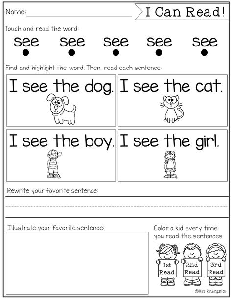 Ingles Kids, Sight Word Fluency, Miss Kindergarten, Sight Word Sentences, Sight Word Reading, Sight Word Worksheets, Sight Words Kindergarten, Sight Word Practice, Sight Word Activities