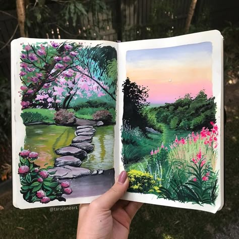 Kunstjournal Inspiration, Gouache Art, 수채화 그림, Sketchbook Ideas, Arte Inspo, Arte Sketchbook, Nature Art Painting, Sketchbook Inspiration, Amazing Art Painting