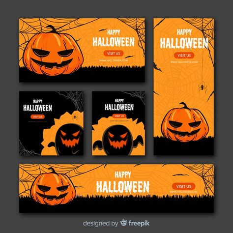 Halloween Web Design, Christmas Illustration Design, Halloween Banners, Halloween Web, Scary Halloween Pumpkins, Happy Halloween Banner, Banner Web, Halloween Letters, Modern Halloween