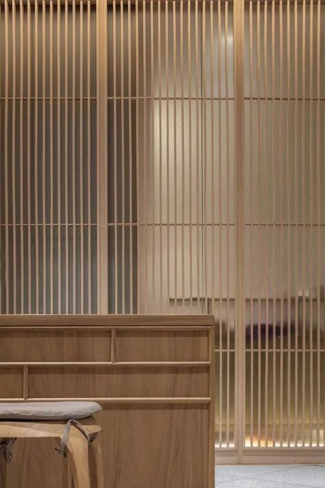 Japanese Partition, Wooden Partitions, Zen Interiors, Japanese Screen, Japanese Wall, Partition Design, Room Partition, Japanese Interior, Wood Interiors