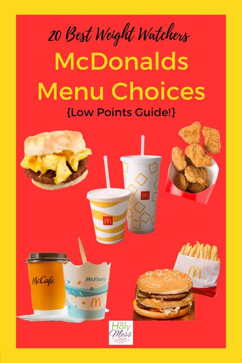 Pinterest Canva image of 20 Best Weight Watchers McDonalds Menu Choices Ww Mcdonalds Points, Ww Fast Food, Weight Watchers Restaurant Points, Weight Warchers, Low Points Weight Watchers, Ww Lunch, Weight Watchers Menu, Bagel Recipe Easy, Fast Food Breakfast