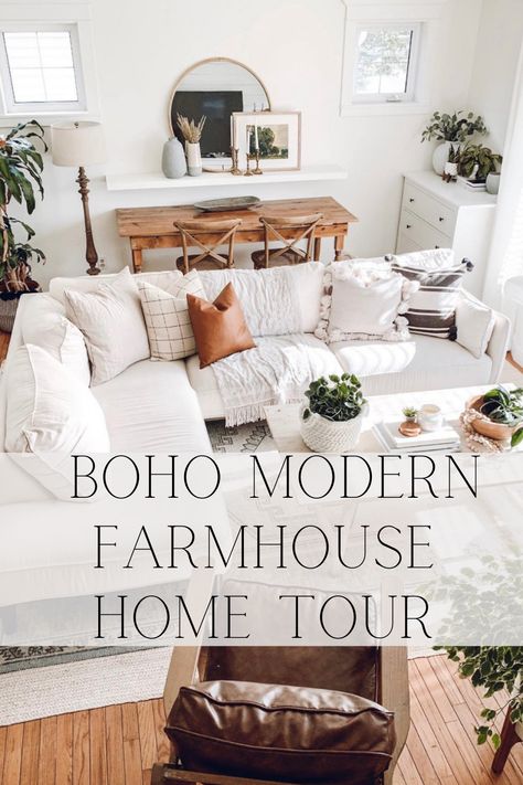 Modern Boho Farmhouse Living Room, Farmhouse Boho Living Room, Boho Farmhouse Living Room, Boho Modern Farmhouse, Boho Farmhouse Decor, Boho Chic Living Room, Modern Farmhouse Living, Modern Farmhouse Home, Condo Decorating