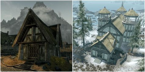 Skyrim: Every Player House & How To Get Them Skyrim Buildings, Skyrim Quests, Skyrim House, Medieval Inn, The Man Who Cried, Horned Helmet, Imperial Legion, Gold Cost, Houses Interior