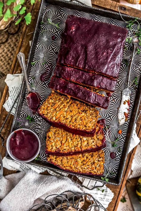 Brimming with feel-good ingredients, the perfect blend of Thanksgiving spices, and hearty texture, this comforting Harvest Veggie Loaf will have you running back for seconds. Glazed with a flavorful, spiced cranberry sauce, it's a quintessential fall favorite and Thanksgiving centerpiece.  #wholefoodplantbased #vegan #oilfree #plantbased #foodphotography | monkeyandmekitchenadventures.com Veggie Loaf, Monkey And Me Kitchen Adventures, Monkey And Me, Whole Food Plant Based, Vegan Holidays, Oil Free Vegan, Vegan Thanksgiving, Cranberry Sauce, Autumn Flavors