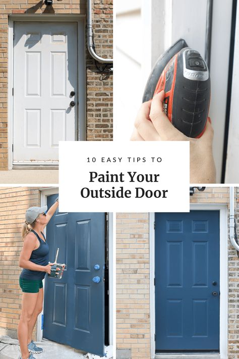 10 Easy Tips to Paint An Exterior Door (Step By Step) How To Paint An Aluminum Front Door, Paint A Front Door Diy, Repainting Front Door Diy, How To Paint An Exterior Metal Door, Paint For Metal Doors, How To Paint An Exterior Door, Paint Aluminum Door, Repainting Front Door, How To Paint Exterior Door