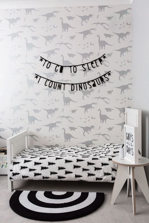 Dinosaur Toddler Room, Dinosaur Room Decor, Chic Bedroom Design, Dinosaur Bedroom, Dinosaur Room, Big Boy Bedrooms, Surrey England, Modern Kids Room, Toddler Boys Room