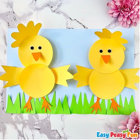 Diy Learning Games, Easter Crafts Kids, Hen Art, Easter Craft For Kids, Chick Craft, Easter Chick Craft, Easter Paper Crafts, Paper Circle, Creative Kids Crafts