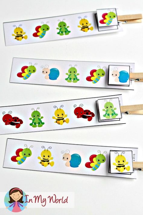 FREE Spring Preschool Centers clip the correct pattern activity Preschool Centers Ideas, Preschool Freebies, Numeracy Activities, Insects Preschool, Bugs Preschool, Birds Chirping, Insects Theme, Preschool Centers, Gum Tree