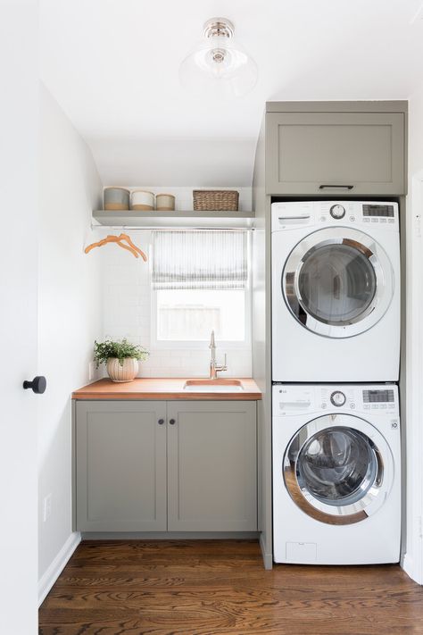 Farmdale Ave — MARISSA CRAMER Small Laundry Room Sink, Outdoor Laundry Rooms, Laundry Cupboard, Transitional Laundry Room, Rustic Laundry, Narrow Laundry Room, Small Utility Room, Townhouse Ideas, Custom Laundry Room