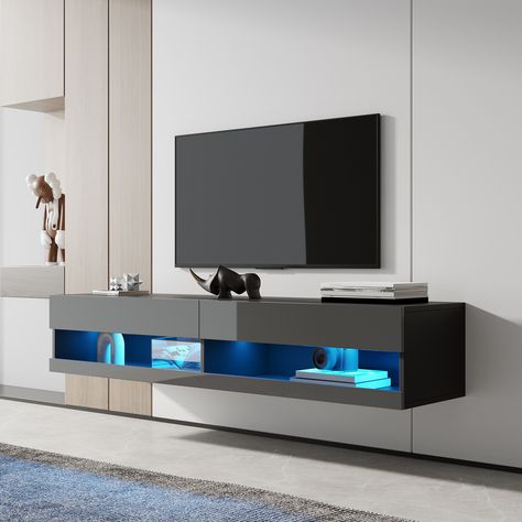 Floating Tv Shelf, Wall Mounted Media Console, Wall Mount Tv Stand, Hanging Tv, Floating Entertainment Center, Floating Tv Stand, Floating Tv, Tv Shelf, Cool Tv Stands