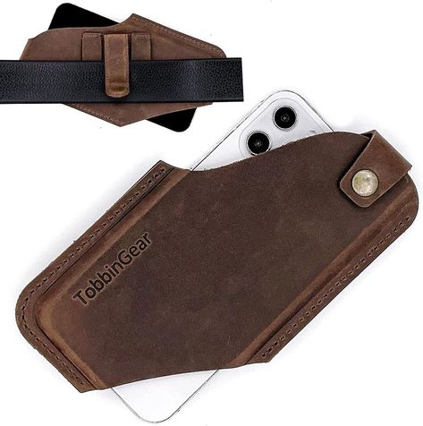 Leather Belt Phone Pouch, Universal Leather Phone Case on Belt, Phone Holder for iPhone, Cell Phone Sheath Large Dark Brown #CommissionEarned Diy Leather Cell Phone Pouch, Phone Belt Pouch, Iphone Holster, Diy Leather Working, Leather Cell Phone Cases, Leather Working Projects, Mobile Pouch, Cell Phone Pouch, Cell Phone Holster