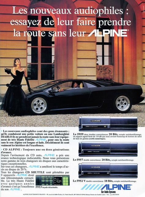 Lambo Car, Alpine Car Audio, Truck Stereo, Alpine Audio, Alpine Car, Vintage Technology, Japanese Ads, Fashion 1980s, Mobile Audio