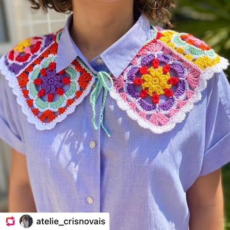 Crochet Collar Pattern, Handmade Hair Clip, Crochet Collar, Crochet Fashion Patterns, Granny Square Crochet Pattern, Crochet Woman, Crochet Accessories, Crochet Fashion, Yarn Crafts