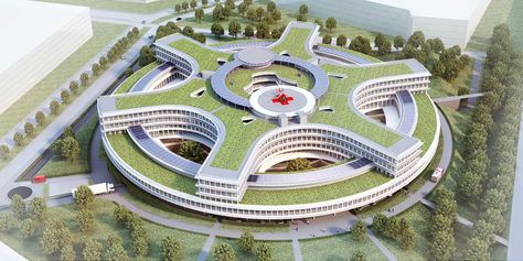 602-Jan Portaels Hospital Futuristic Hospital, Kota Masa Depan, Hospital Design Architecture, Hospital Plans, Modern Hospital, Hospital Architecture, Healthcare Architecture, Page Layout Design, Conceptual Architecture