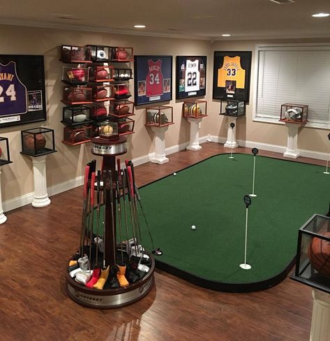 Simply the Best Indoor Putting Greens Golf Man Cave, Home Golf Simulator, Golf Simulator Room, Sports Man Cave, Golf Room, Indoor Golf, Man Cave Room, Golf Decor, Man Cave Basement