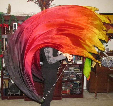 "Fire Breathing" Veil Poi, Circle Veil, Belly Dance Veil, Dance Props, Worship Dance, Hawaiian Sunset, Praise Dance, Fire Breathing Dragon, Habotai Silk