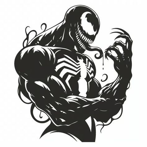 Venom Silhouette, Cartoon Venom, Avengers Silhouette, Venom Symbol, Venom Sticker, Venom Svg, Venom Drawing, Venom Pictures, Venom Tattoo