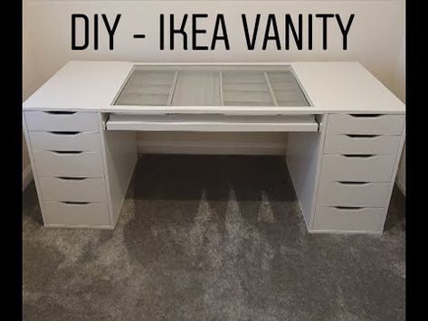 IKEA Hack - DIY Jewellery Display Vanity - YouTube Vanity Desk Ikea, Diy Jewellery Display, Ikea Hack Vanity, Ikea Makeup Vanity, Ikea Makeup, Glass Top Vanity, Ikea Komplement, Ikea Vanity, Rangement Makeup