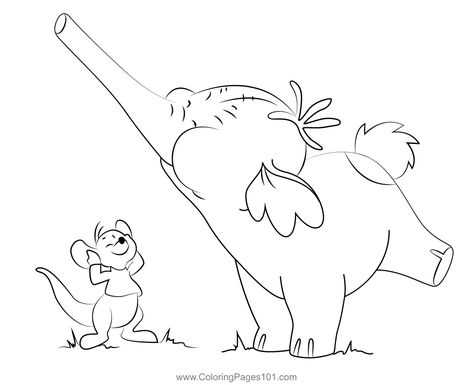 Singing Coloring Page Heffalump Tattoo, Winnie The Pooh Coloring Pages, Pooh Coloring Pages, Movie Coloring Pages, Purple House, Classic Characters, Matching Tattoo, Purple Home, Disney Coloring Pages